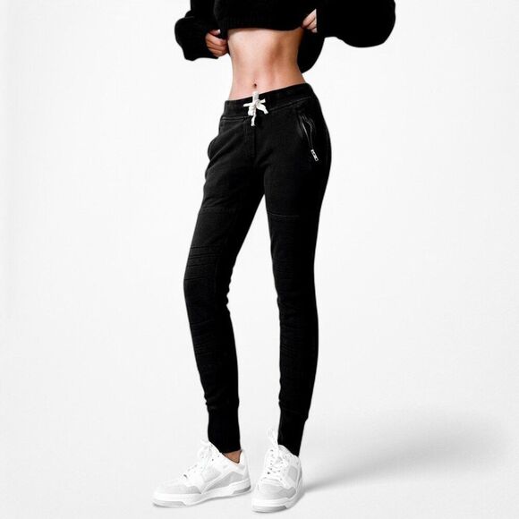 Sincerely Jules Black High Waisted Knit Drawstring Joggers Sweatpants Size XS - Picture 2 of 6